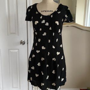 LAST CHANCE Vintage Betsey Johnson heart print babydoll dress tie rayon 6